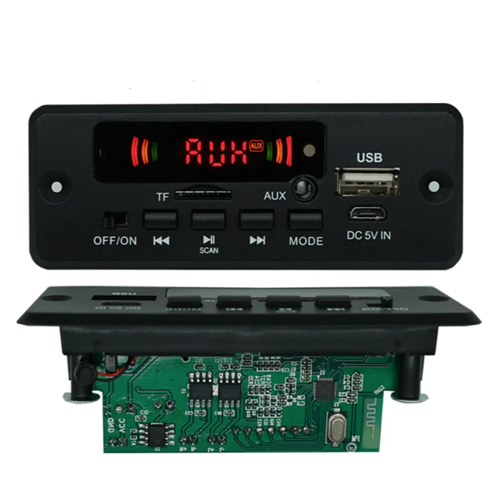 

5V-12V-32V MP3 Player Decoder Board Bluetooth 5.0 6W Amplifier Car FM Radio Module Support FM TF USB AUX Recorders