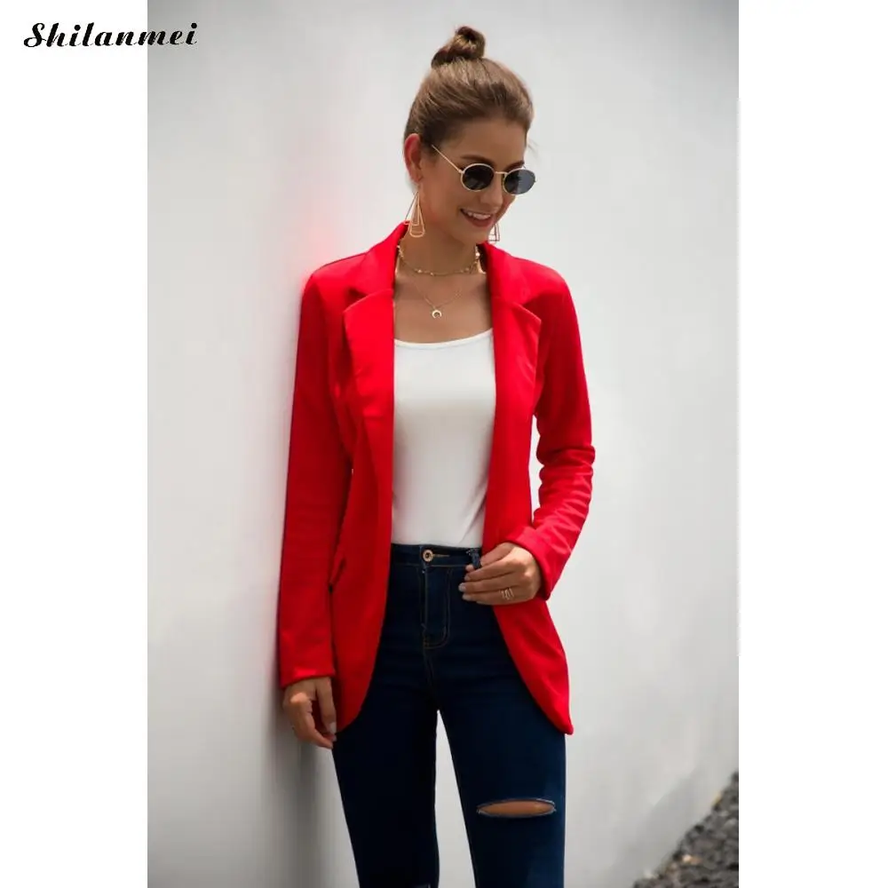 Верхняя одежда с длинными рукавами женский красный черный приталенный Блейзер