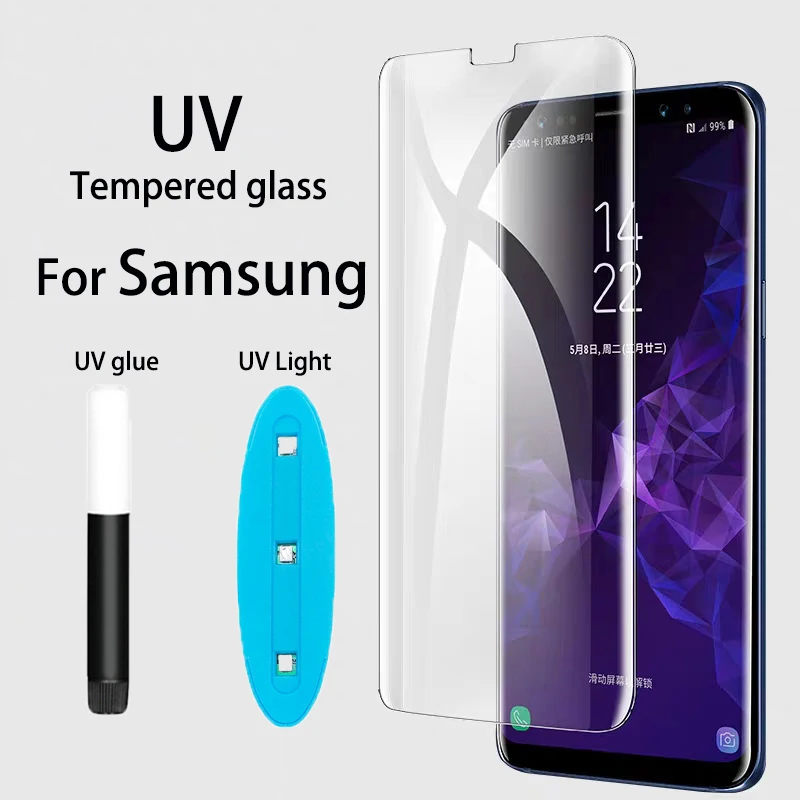 

UV Liquid Full Glue 9H Tempered Glass For Samsung Galaxy S22 S21 S20 S10 S9 S8 S10e Note 10 20 Plus Ultra 9 8 Screen Protector