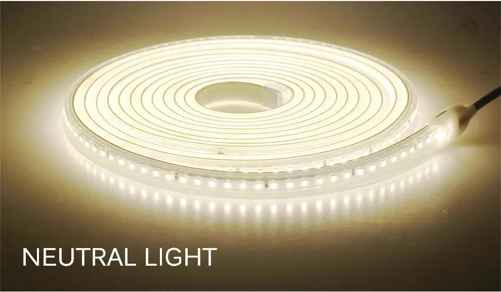 Neutral Light Светодиодная лента AC220V 2835, гибкий светильник, высокая яркость, наружный безопасный водонепроницаемый светильник с европейской вилкой питания 120 светодиодный s ландшафтный светильник s - Испускаемый цвет: Neutral Light