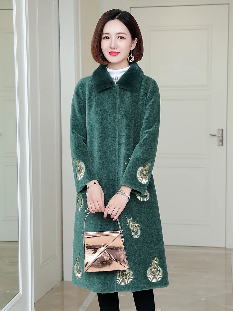 

Coat Fashion Folk-custom 100% Wool Mink Fur Collar Female Jacket Warm Winter Clothes Women 2020 Abrigos Para Mujer Zjt843