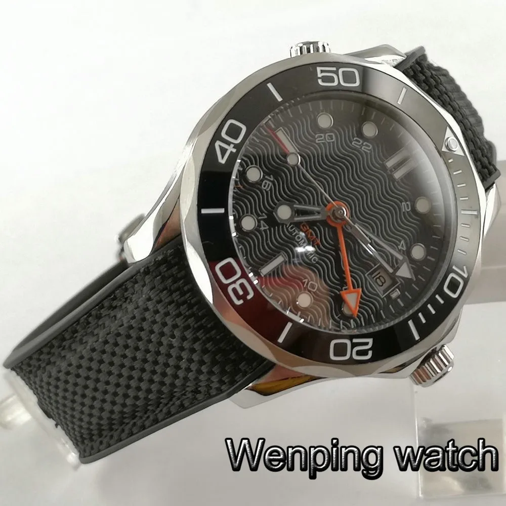 Классические роскошные часы 41 мм bliger черный циферблат GMT сапфировое стекло