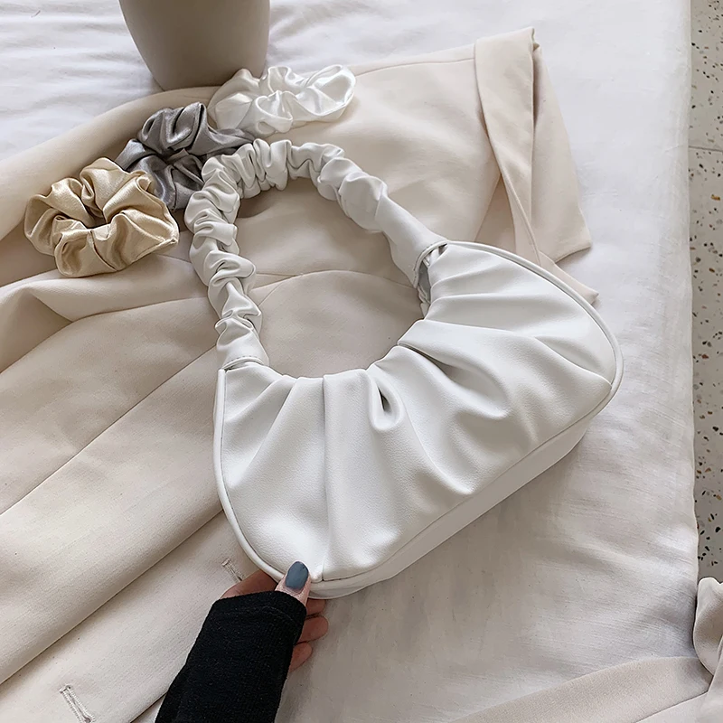 

Lady Elegant Handbags Folds Design Small PU Leather Shoulder Bags For Women Fashion Hand Bag Female Travel Totes Bolsa feminina