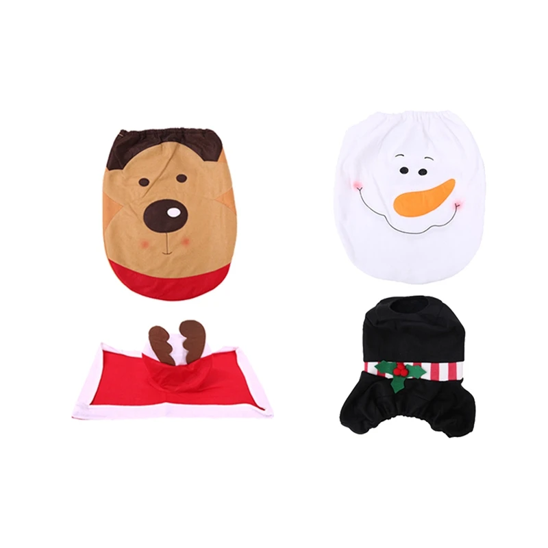 2 комплекта рождественские украшения ванная комната Санта Клаус туалет коврик