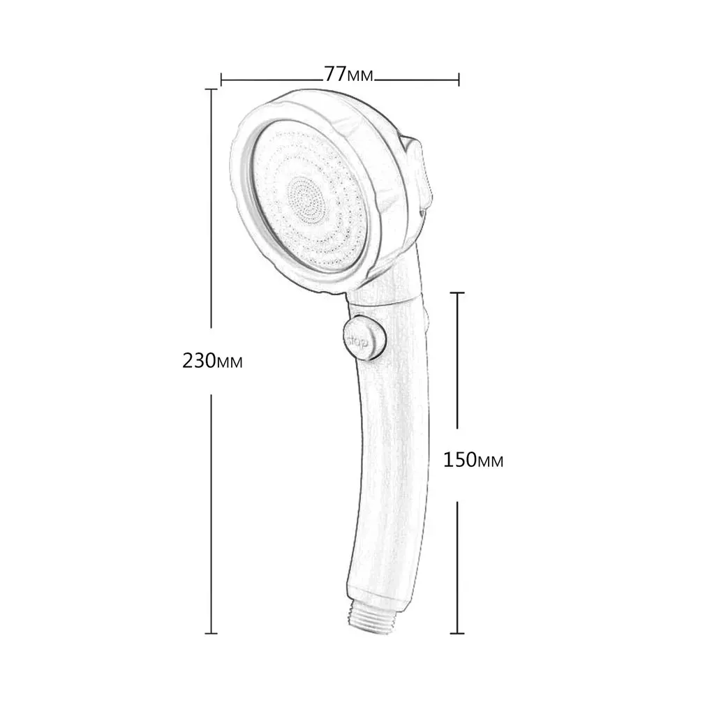 

Practical Design 3 Gears High Pressure Watersaving Shower Head Durable Home Use ABS Detachable Shower Head
