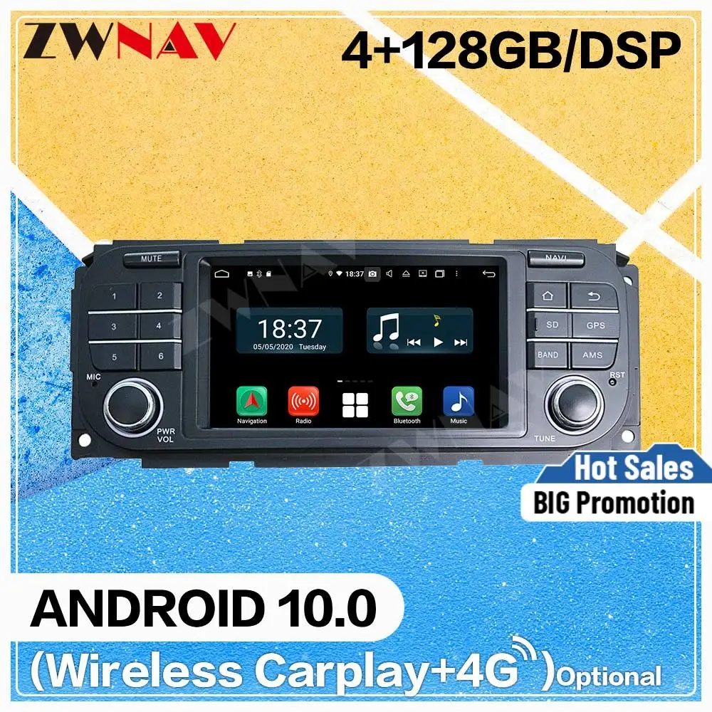 

128G Carplay Android10 screen Multimedia DVD Player for Jeep Compass Wrangler universal car GPS Navi Auto Radio Stereo Head unit