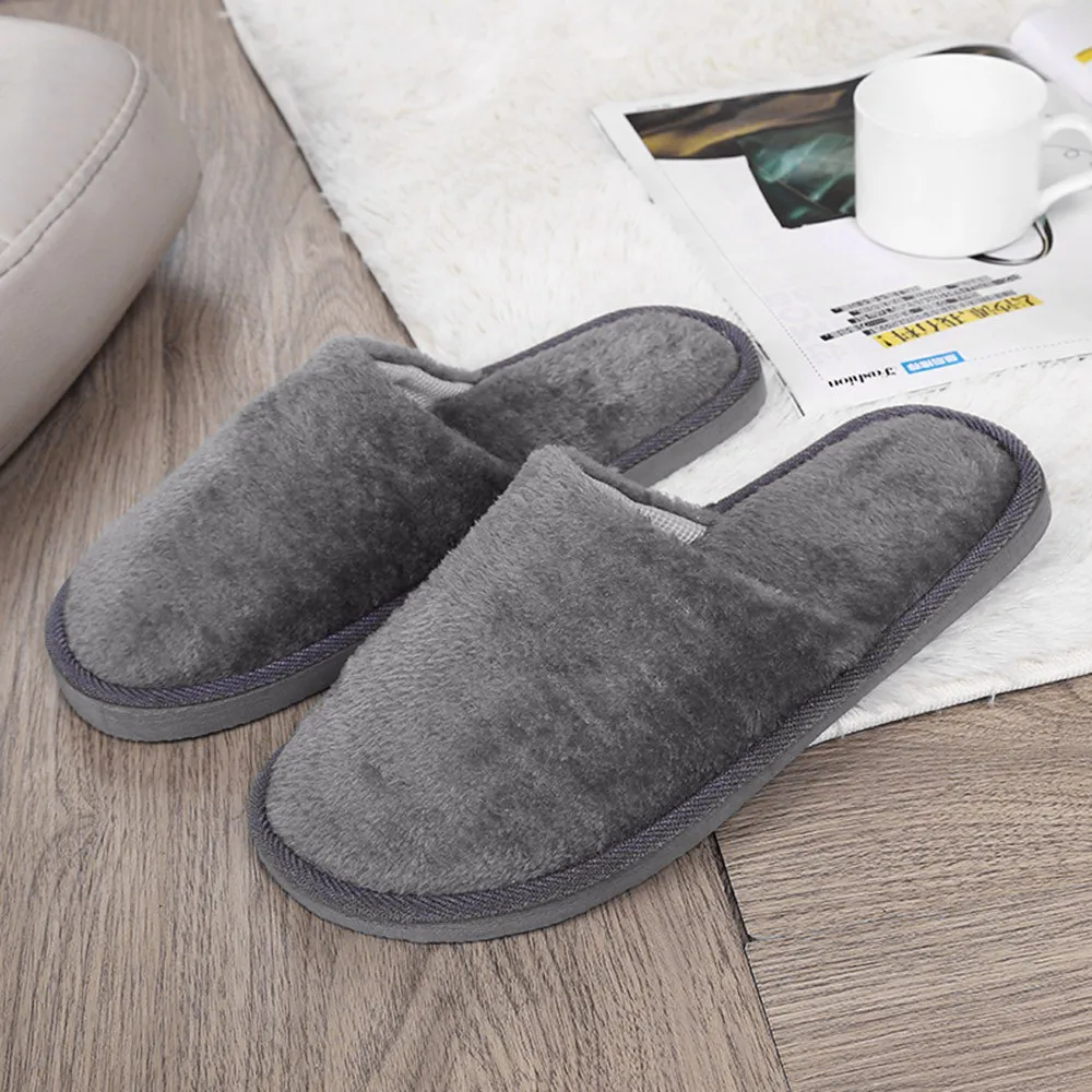 

2021 New Winter Warm Cotton Slippers 2020 Fashion Men Plush Soft Slippers Home Bathroom Warm Slides Non-slip Shoes Plus Size