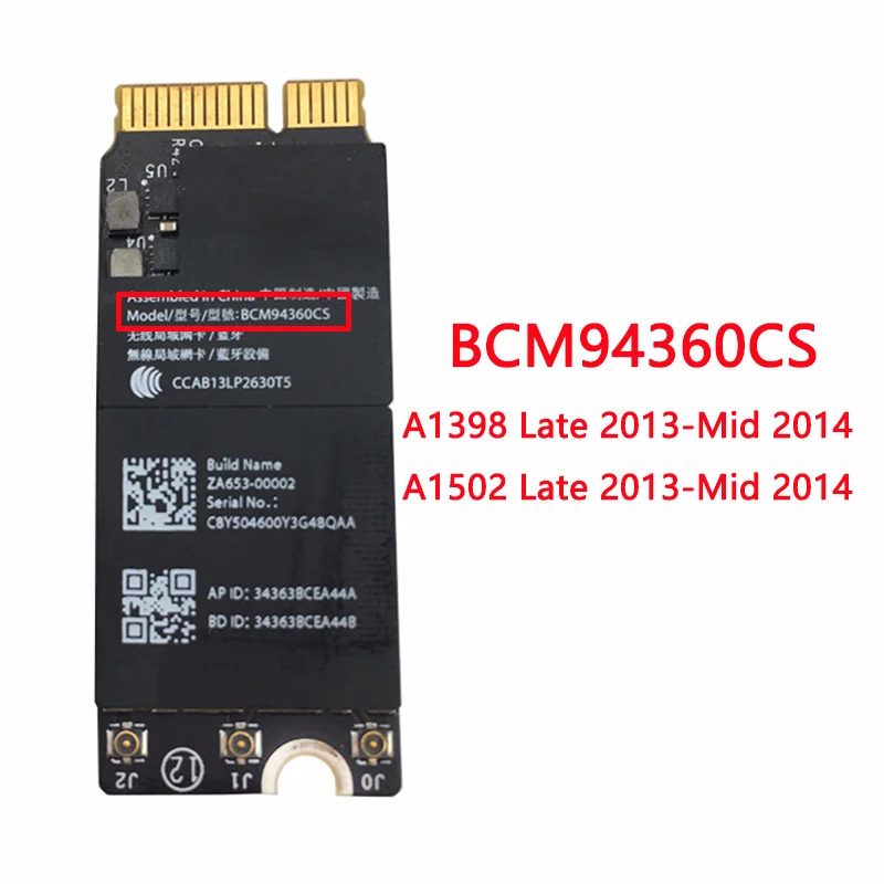 Оригинальная Bluetooth 4 0 1 Wifi карта для Macbook Pro Retina A1502 A1425 A1398 BCM94360CS BCM943602CS802.11ac 2013 2014 |