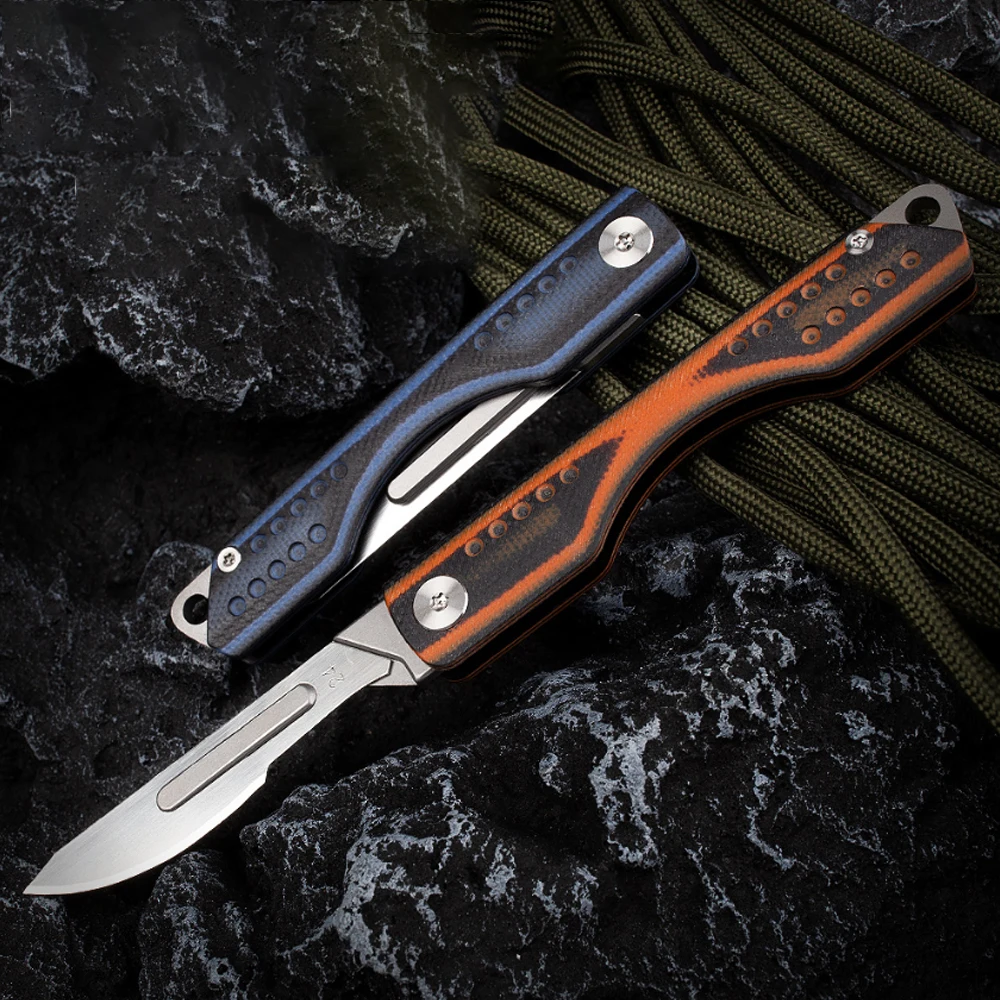 

G10 New Mini Scalpel Keychain Medical Folding Knife Outdoor Camping Self-defense Knife Portable EDC Multi-function Tool Knife