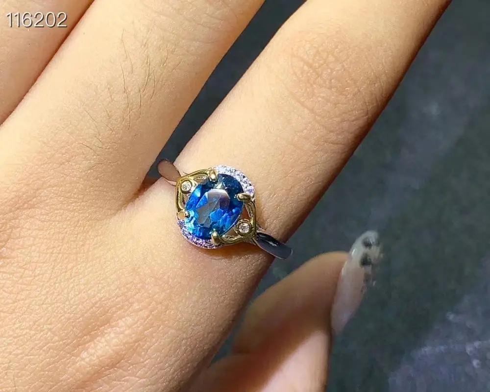 

NEWEST style ocean blue natural Topaz ring 925 sterling silver certified natural gem pure clean ringe engagement ring girl gift