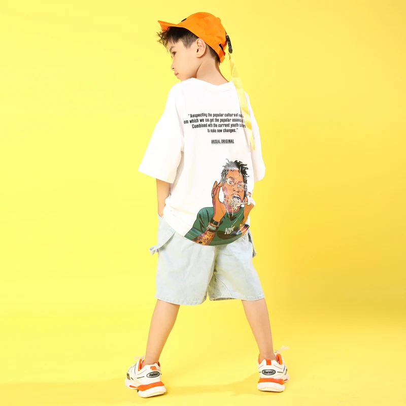 Детские костюмы в стиле хип-хоп Повседневная футболка топы свободные короткие