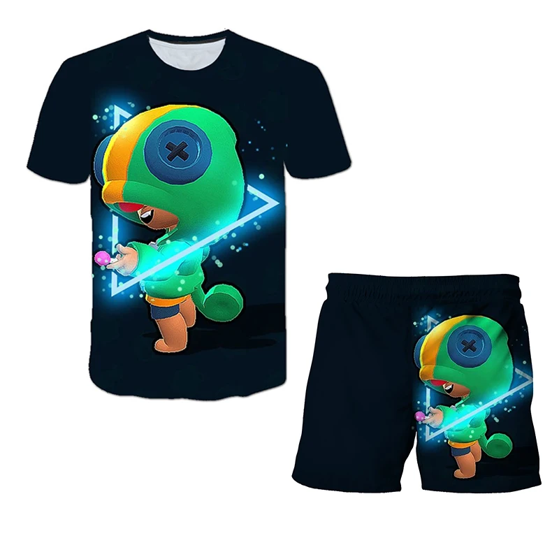 

2021 New Men's 3DT Shirt Set Harajuku Short Sleeve Casual Sports Short Sleeve + Shorts Fashion Two-piece
