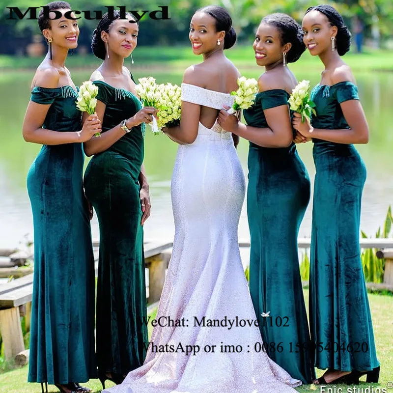 Mbcullyd темно зеленые бархатные платья подружки невесты 2020 платье русалки с