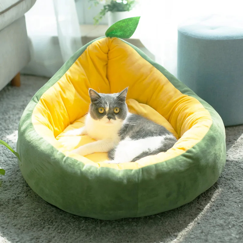 

Lovely Fruit Shape Pet Sofa Soft and Warm Dog Bed In Winter Comfortable Sleeping Cat Nest Filled with Cotton Washable Puppy Mat