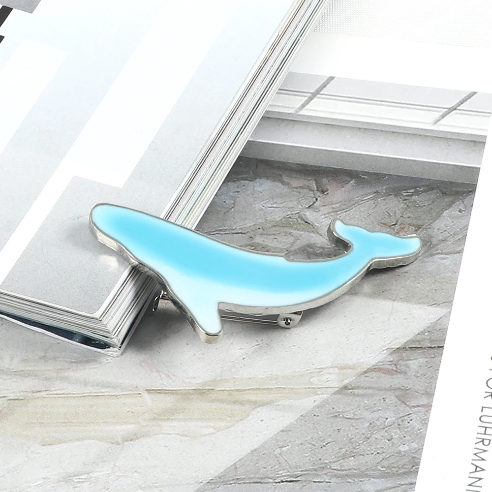 Эмалированная брошь в виде мультяшного Кита чисто синяя морская животного милая