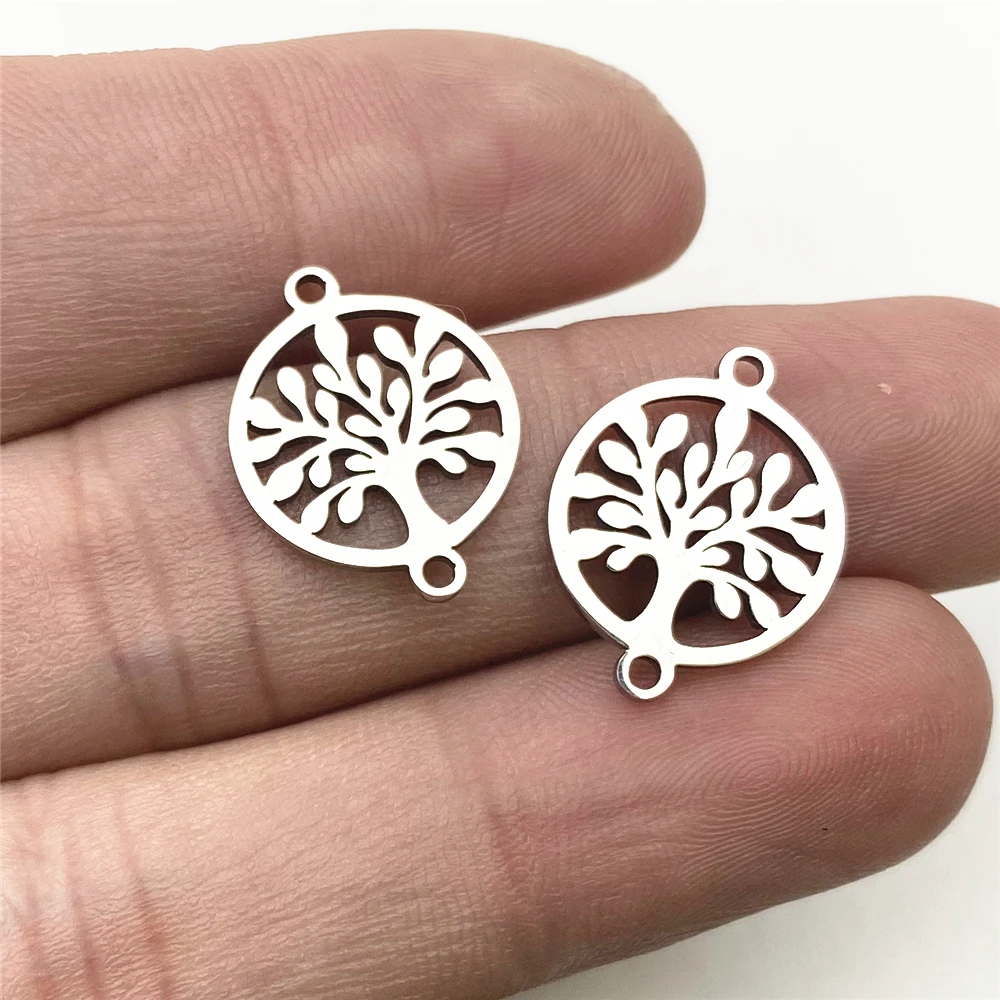 

6 шт. 14*18 мм 100% Нержавеющая сталь дерево разъем для изготовления ювелирных изделий Diy ручной работы, двойное узорное активный подвеска в виде...