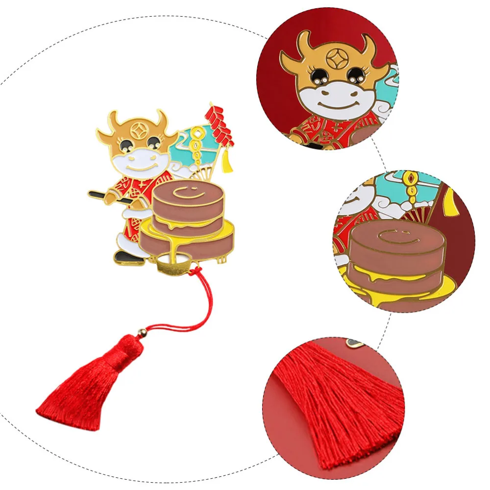

Chinese Style Metal Tassel Bookmarker Brass Cattle Bookmarke Gift