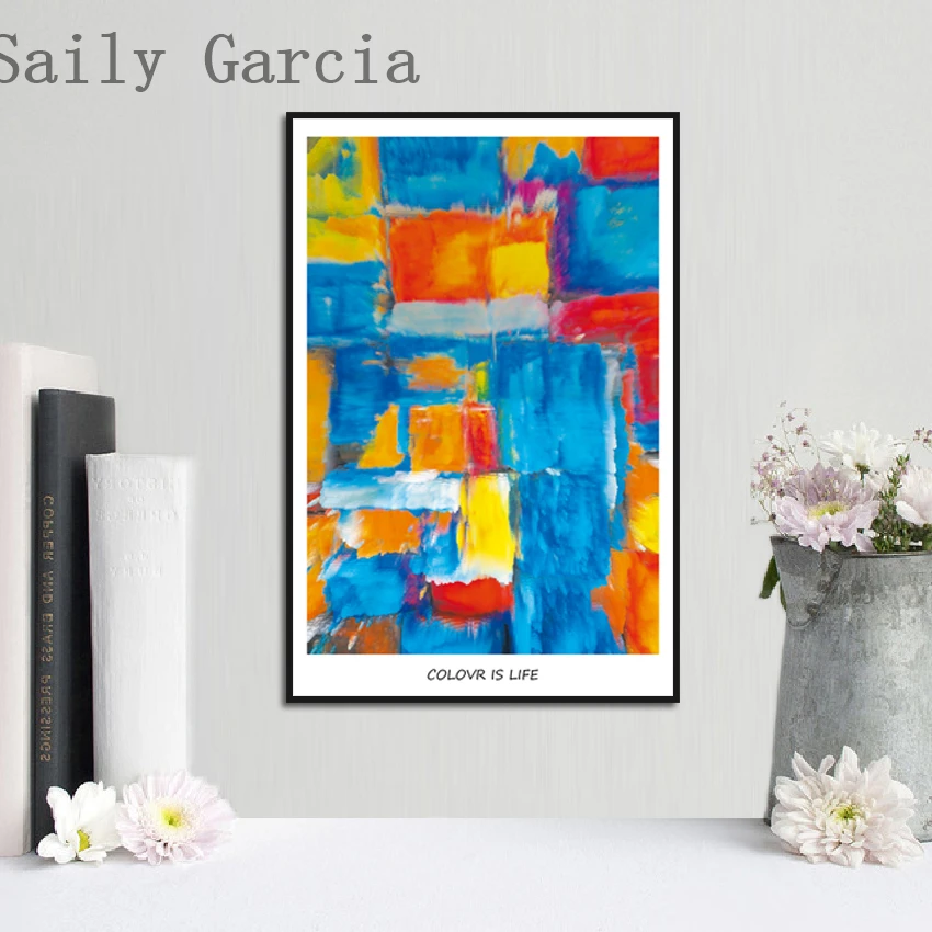 

Bright Colors Abstract Geometric Decorative Canvas Painting Oil Painting Hanging Wall Art Mordern Living Room House Decoration