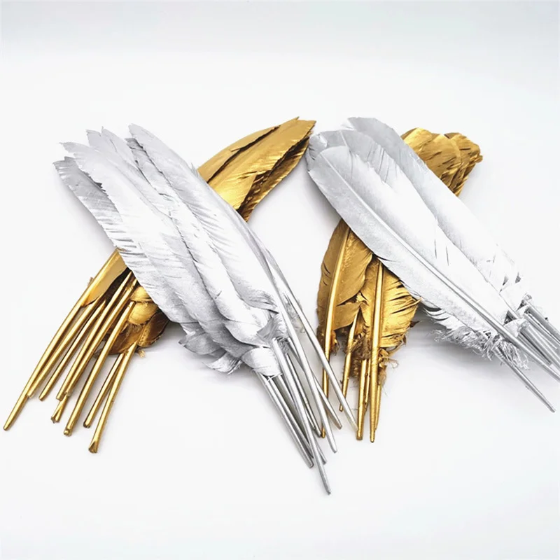 

Hot sale Silver golden Goose/Duck/Turkey Feathers for Needlework 10-100-500pcs/lot DIY Stage decoration carnival pheasant Plumas