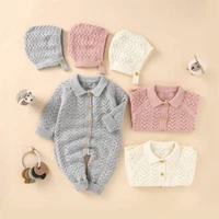 knitted baby clothes newborn autumn spring baby romper with hat long sleeve baby boys girls romper infant baby playsuit overalls