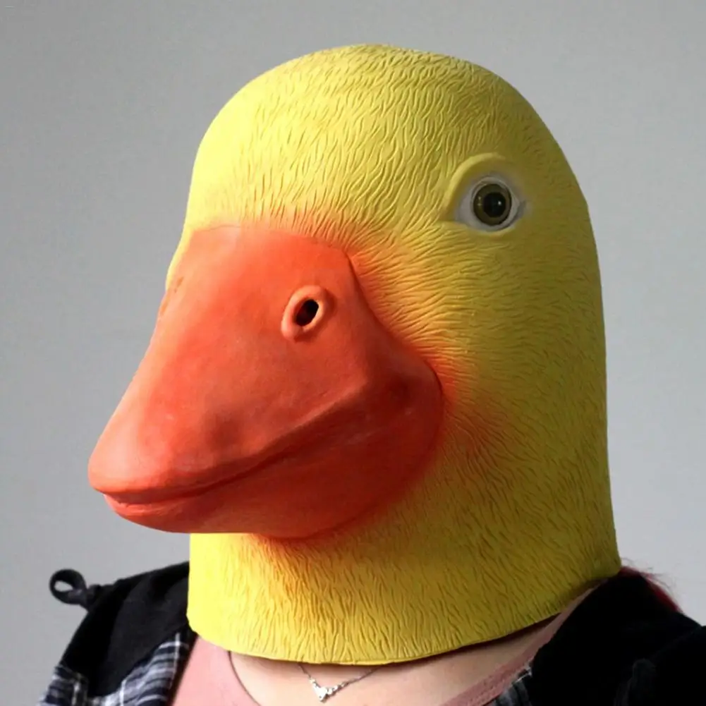 Маска на Хеллоуин с желтой уткой маска головой животного латексная для лица