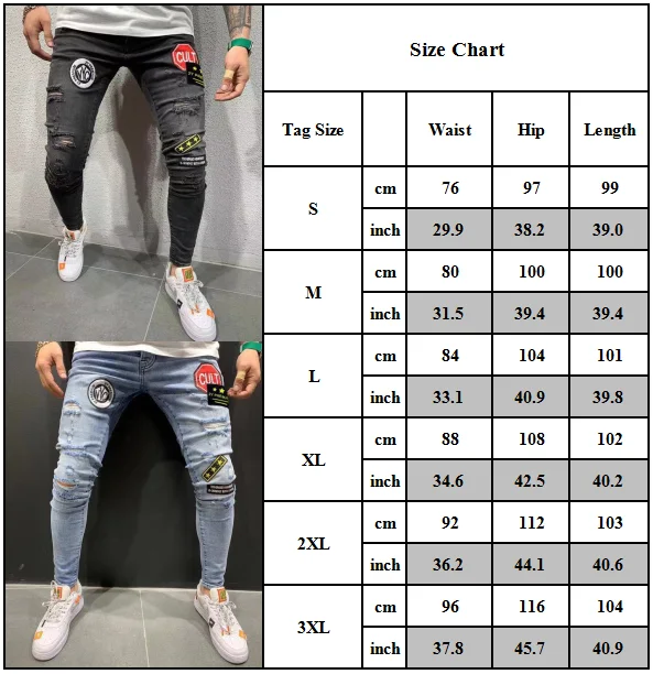 

Mens Jeans Distressed Frayed Ripped Jeans Pants Slim Fit Denim Pants Casual Trousers Skinny Jeans Men Clothing