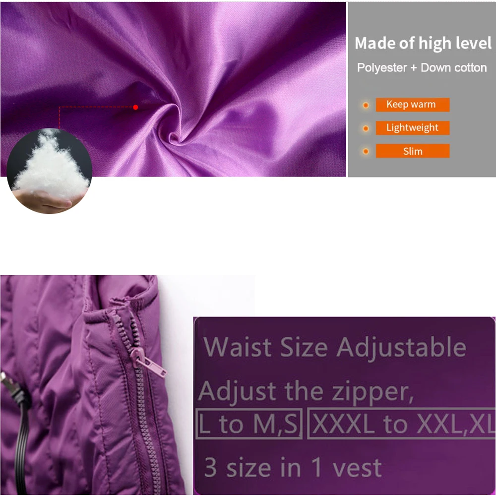 Зимний теплый жилет с пуговицами куртка USB спортивная для мужчин и женщин