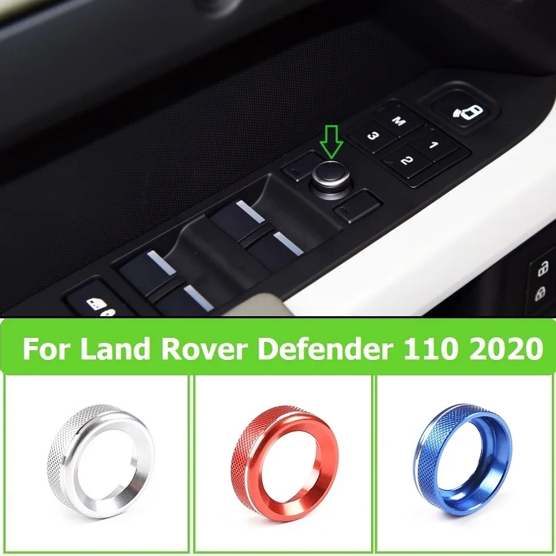 

Alloy Silver/Red/ Blue Car Reversing Mirror Adjustment Knob Cover Trim For Land Rover Defender 110 130 2020 Car Accessories
