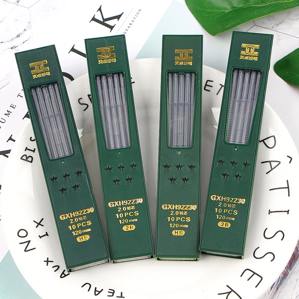 10pcs/box 2mm 2B HB Black 2.0mm Mechanical Pencil Lead Refill 120mm free shipping|2.0mm mechanical pencil|mechanical pencilpencil lead refill |