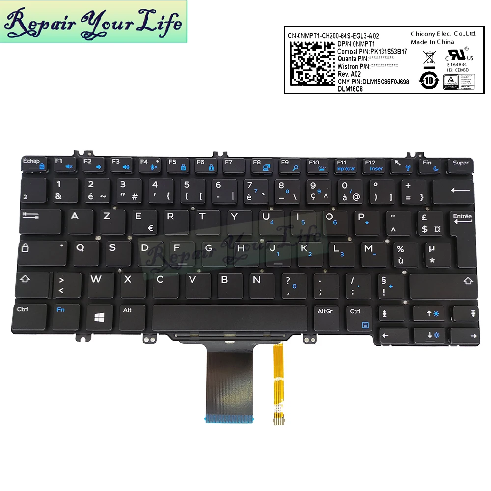 0NMPT1 французская Azerty клавиатура с подсветкой для DELL Latitude 5280 5288 5290 5289 7280 7290 7389 2 в 1