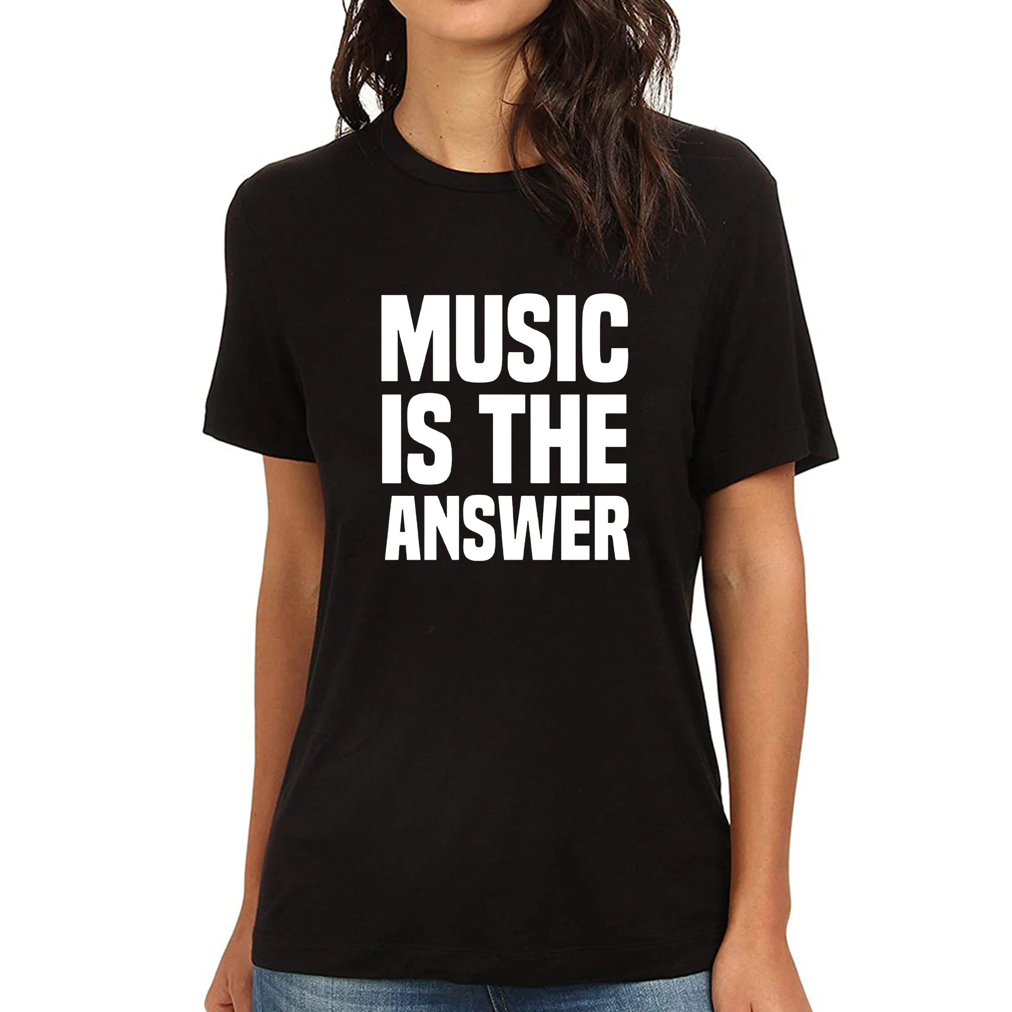 

Lyprerazy Women's Music Is The Answer Funny Printed T-Shirt
