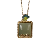 925 sterling silver gold plated cloisonne gray jade pendant vintage auspicious cloud ingot lucky pendant womens pendant