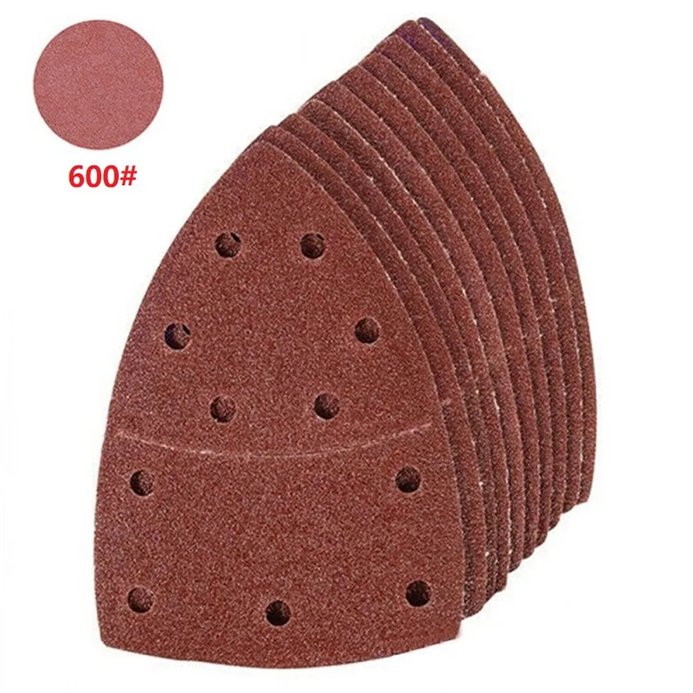 

Sanding Sheets 10pcs 11 Holes Triangular Sandpaper Sanding Pad For Multi Sander Bosch PSM 160A Detail Palm Sander Grit 40-2000