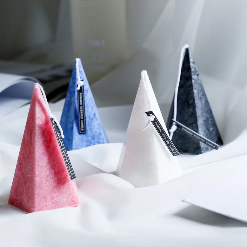 

Geometric Cone Blue Essential Oil Aromatherapy Candle Simple Home Fragrance Decoration Bedroom Dining Table Pearl Dinner