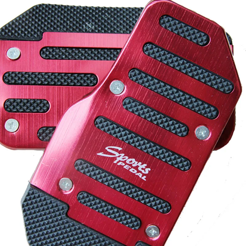 POSSBAY Universal Aluminum Automatic Series 2 Pieces Red and Black Non-Slip Car Pedal Cover Set Kit Footrest Foot | Автомобили и