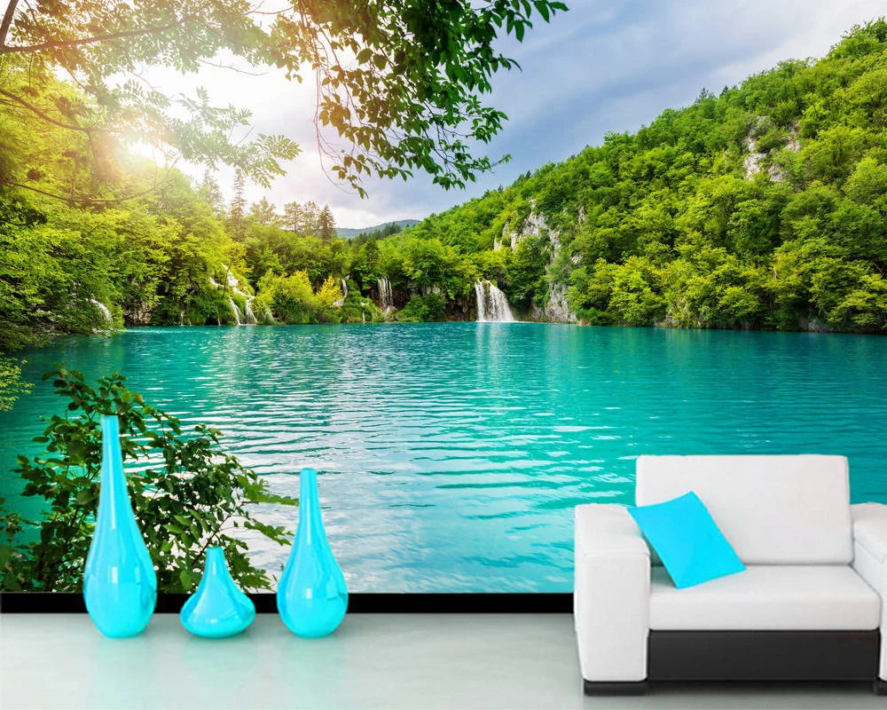 

Plitvice Lakes National Park forest waterfall 3d wallpaper papel de parede mural,living room TV bedroom wall papers home decor