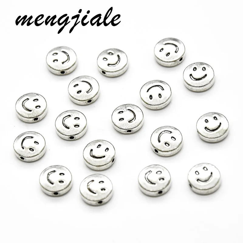 18 шт. античные серебряные бусины со смайликом подвески из сплава металла Круглые