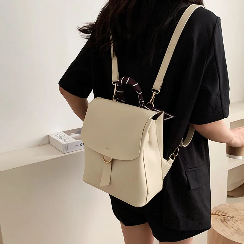 

Backpack women Simple pure leather scarves Ladies handbag bags for women sac femme Luxury designer handbag designer bag mochila
