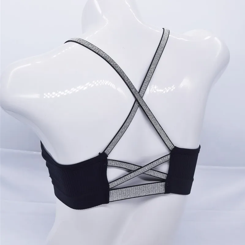 Для женщин Bling Cross Back бретели для нижнего белья бюстгальтер с подушечками йоги