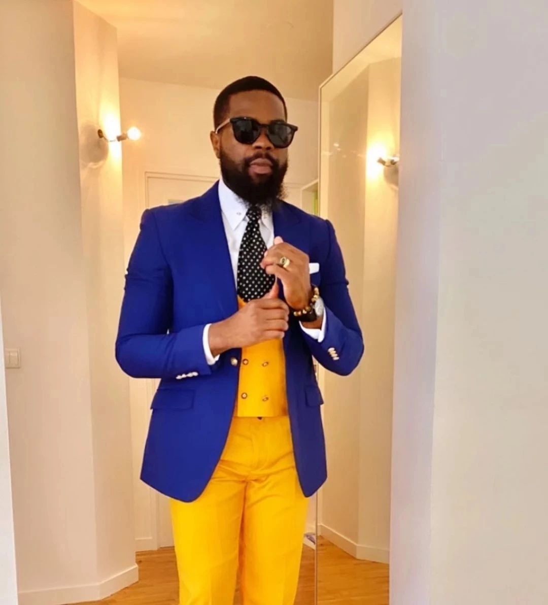 

Costume Homme Royal Jacket Yellow Double Breasted Vest Pant Wedding Groom Tuxedos Terno Masculino Slim Fit Prom Blazer 3 Pieces