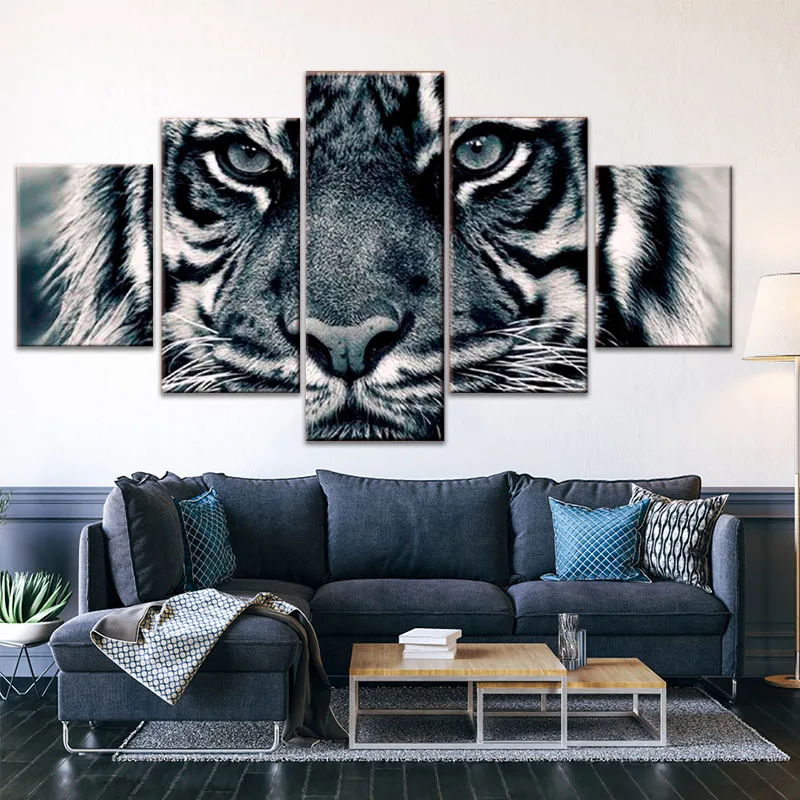 

Wall Art Canvas Painting HD Printed Poster Home Decoration 5 Panel Animal Tiger Living Room Modular Pictures