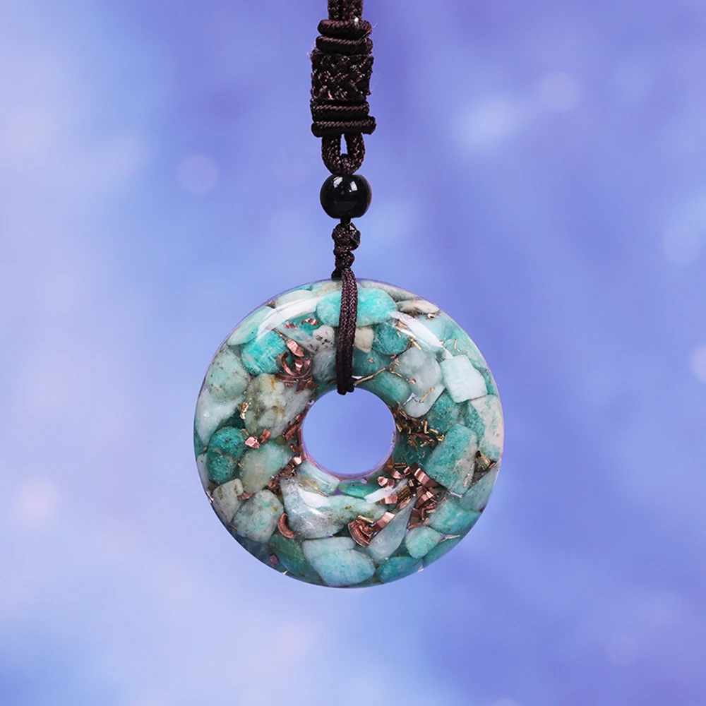

Donut Pendant Oronge Yoga Healing Reiki Energy Orgonite Necklace Emf Protection Crystal Jewelry
