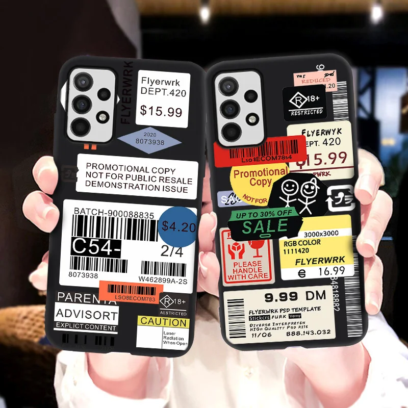 For Samsung A51 Case On Samsung A 51 A52 A71 A50 A72 A12 A21S A70 A32 A31 A30 A40 A42 A52S A53 Case Label Barcode Soft Cover