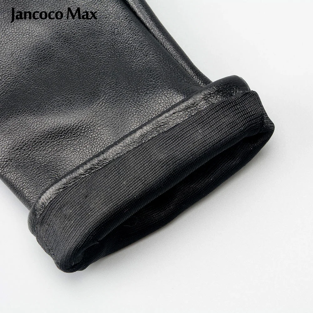 Женские перчатки без пальцев Jancoco Max из натуральной овечьей кожи с украшением в