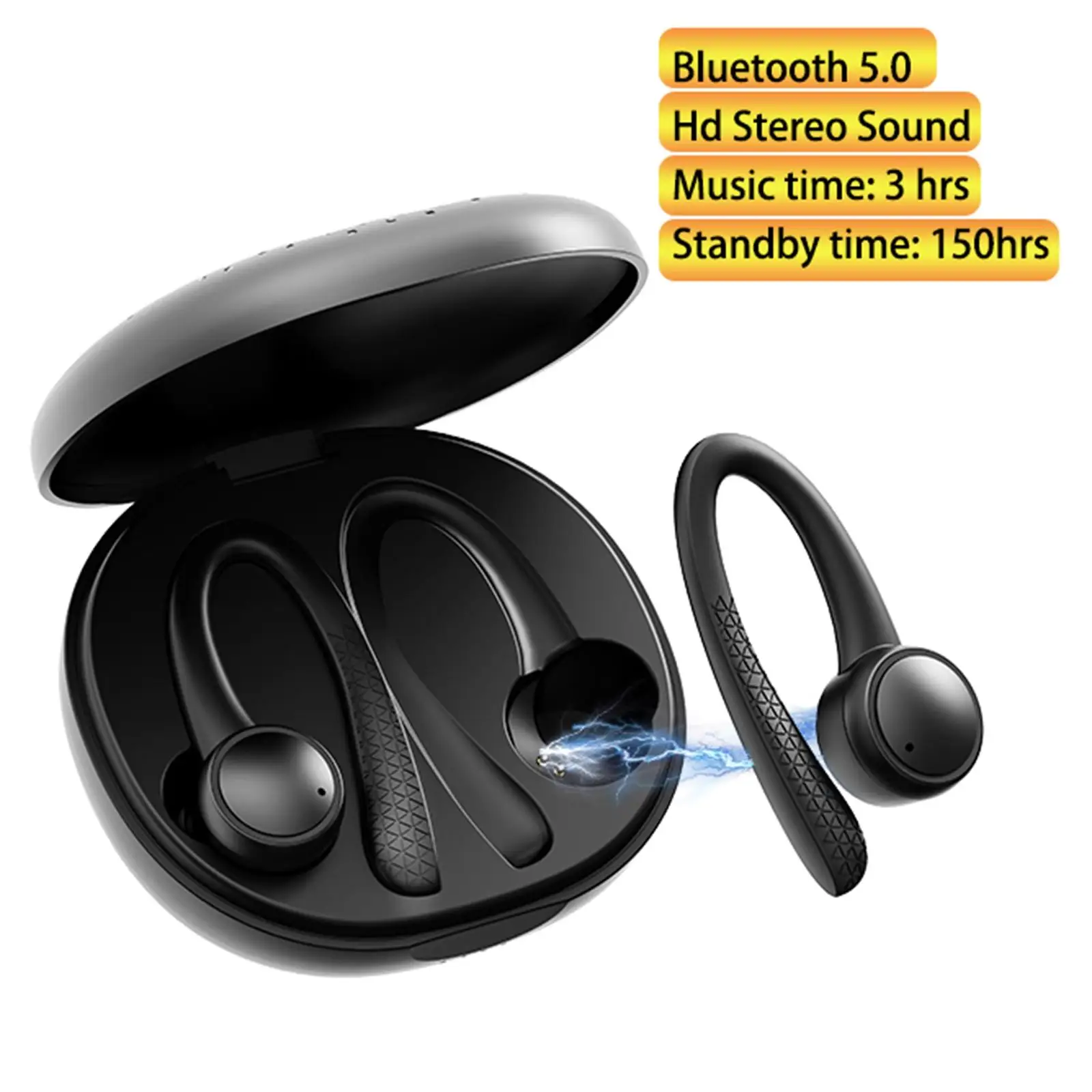 

Sport in-Ear Headphones True Wireless Bluetooth 5.0 Sports Earbuds, IPX4 Waterproof Stereo Sound, Built-in Mic Earphone