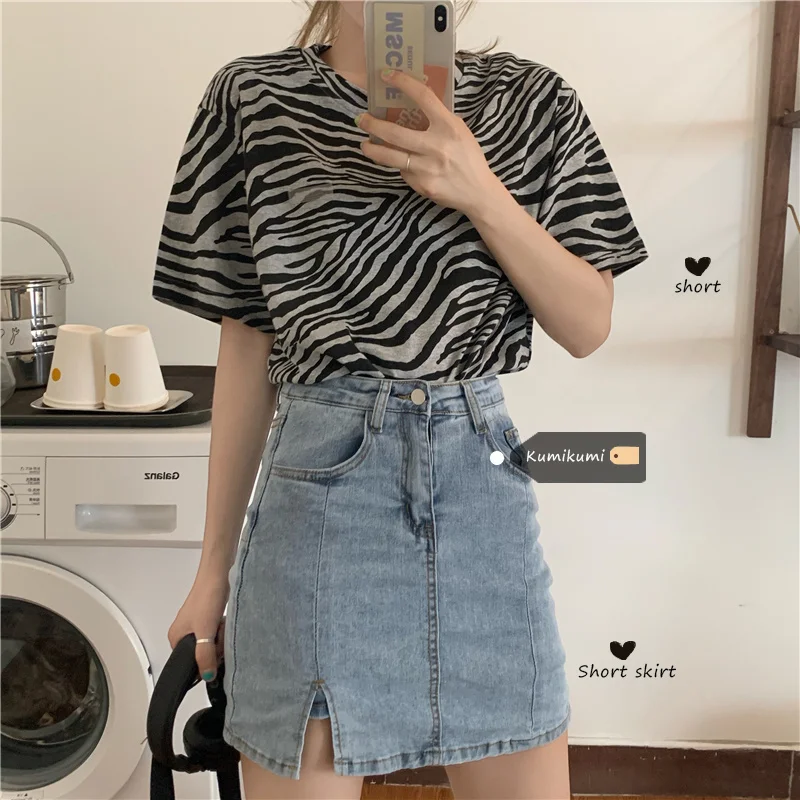 Женская свободная юбка в полоску повседневный топ с коротким рукавом и низом 2021 |