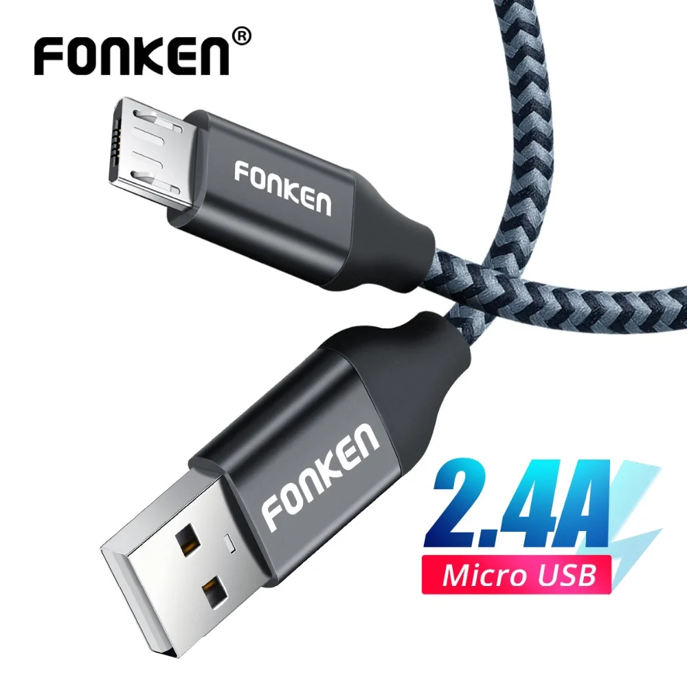  Кабель FONKEN Micro USB, для быстрой зарядки и передачи данных, QC3.0, мобильный телефон А