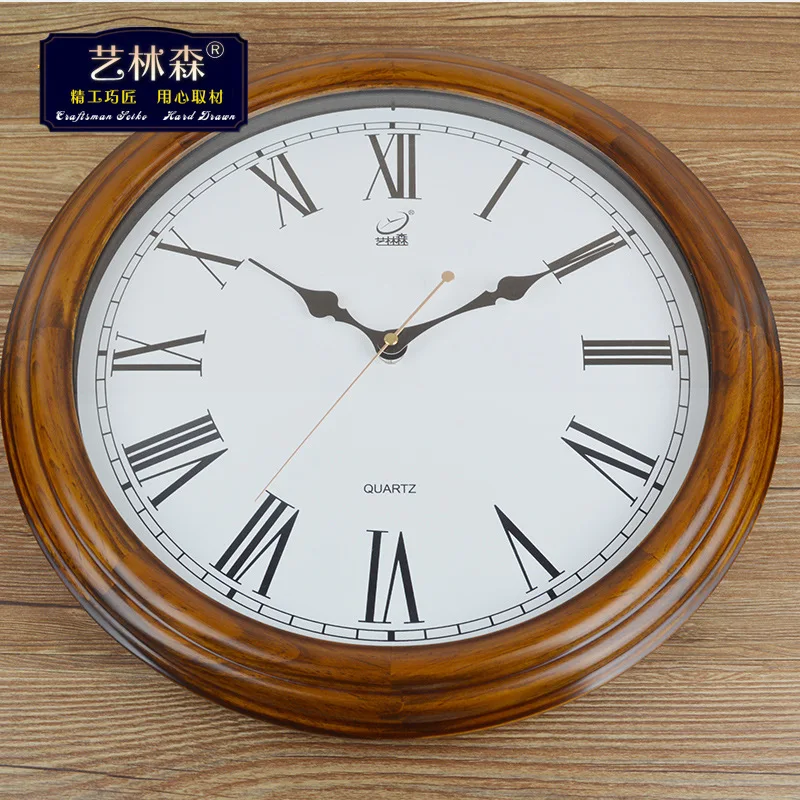 16 inch vintage solid wood clock wall clock living room silent clock office wall clock