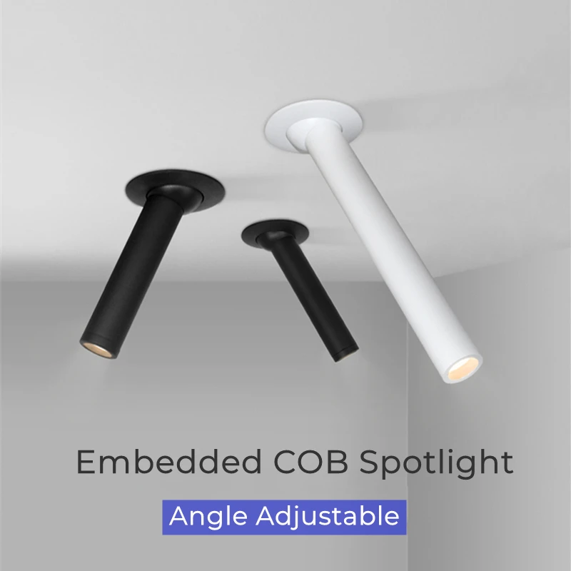 

Modern Recessed LED Ceiling Lamp Long Tube 7W COB Dimmable Downlight AC85-265V Rotatable Living Room Aisle Spot Lighting Fixture