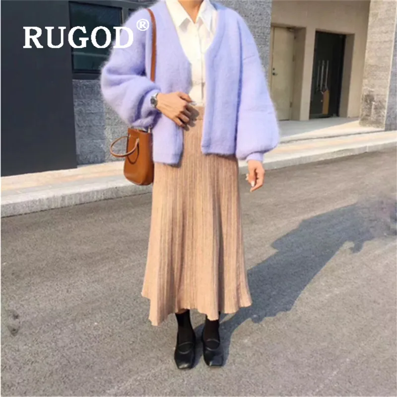 свитер женский RUGOD элегантный фиолетовый норковый кашемировый женская мода